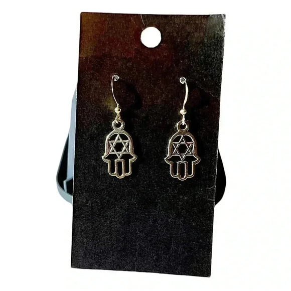 Star of David Hamsa hand earrings NEW - Picture 4 of 4